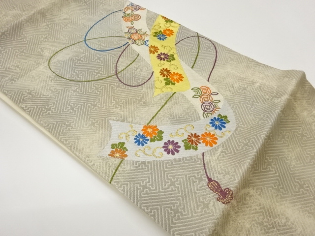 JAPANESE NAGOYA OBI / WOVEN FLOWERS
